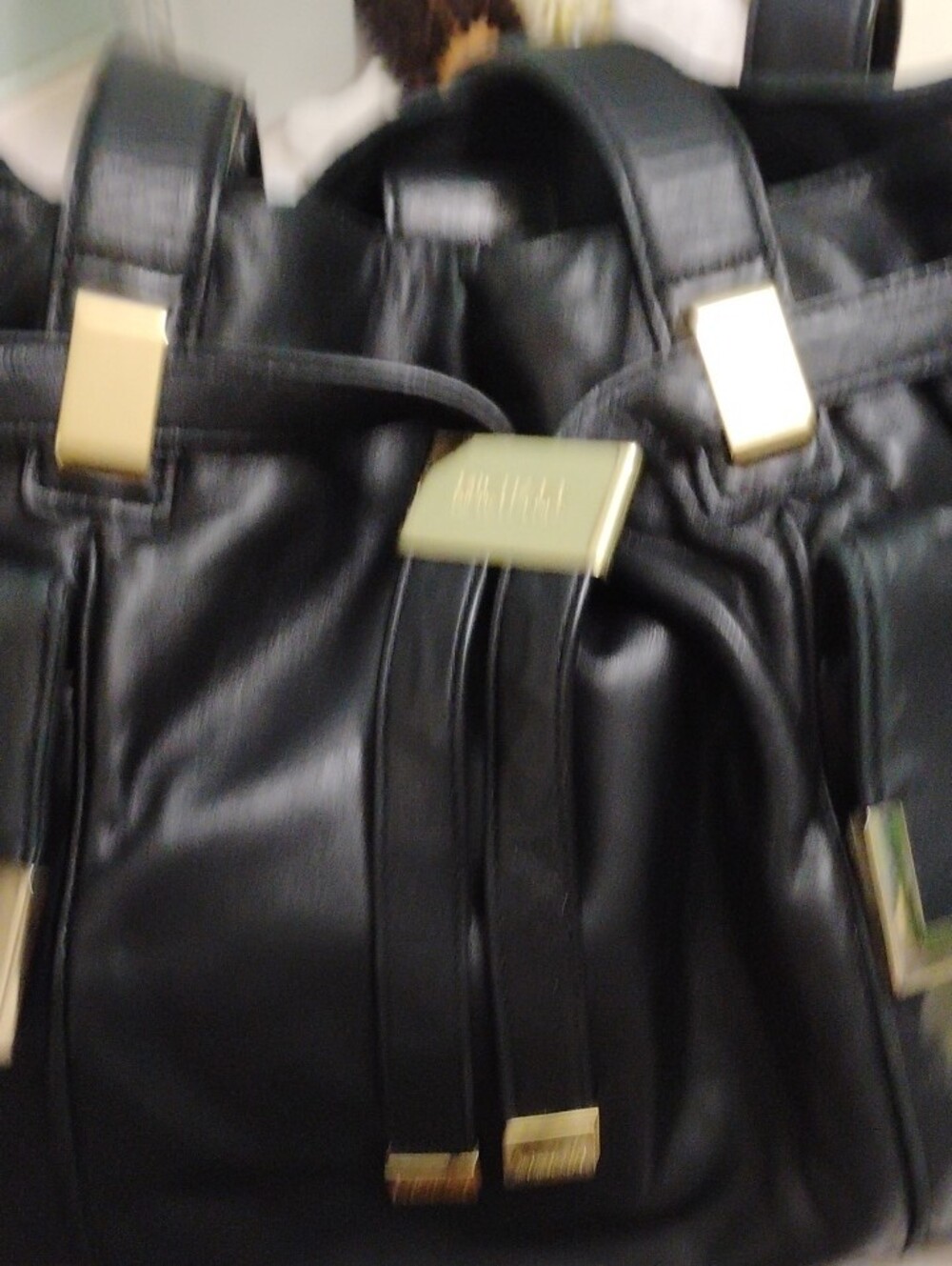 Michael Kors Black 3 Compartment lambskin Leather Tote Bag with Gold Accents - Picture 11 of 11